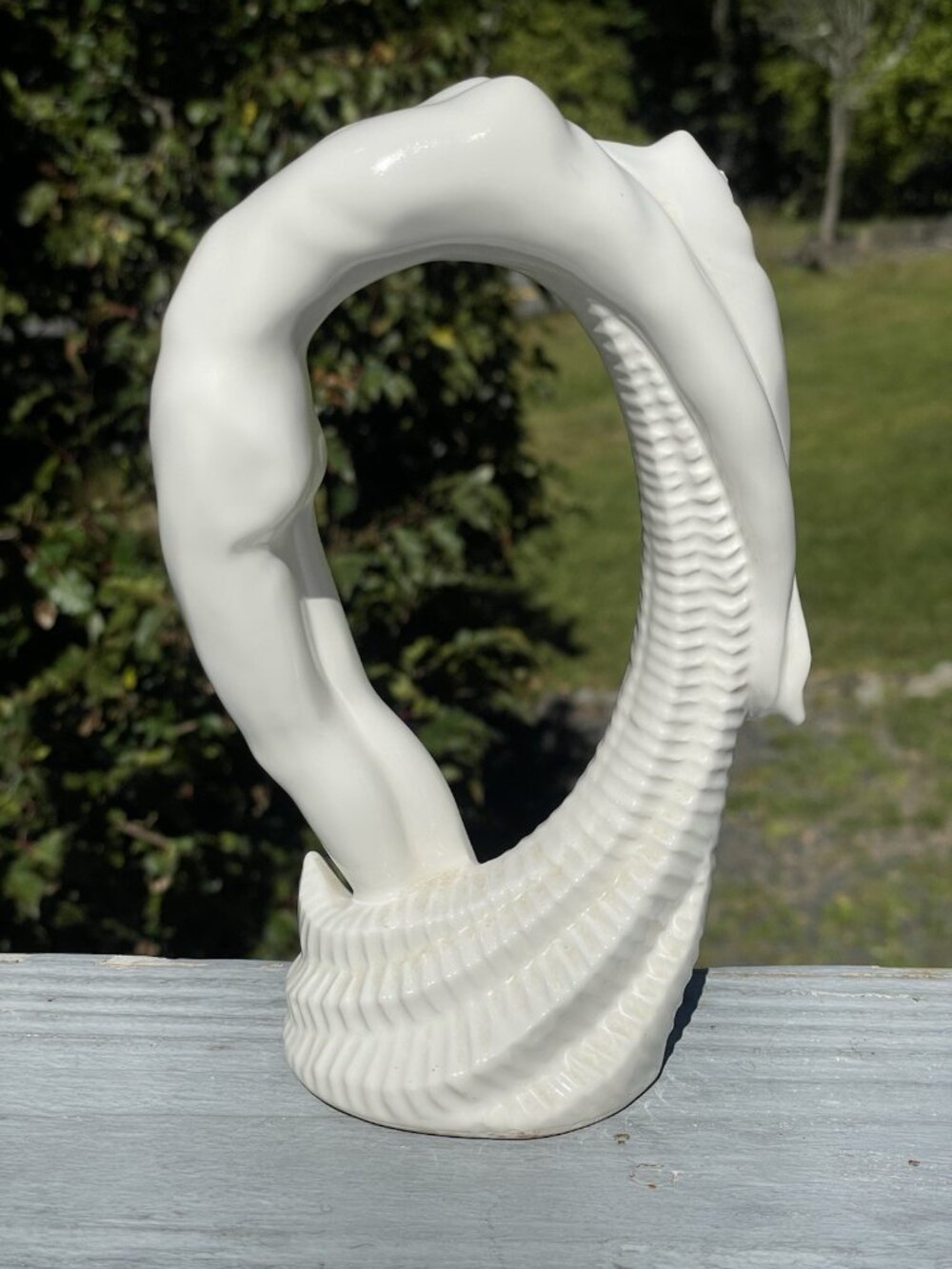 Vintage Art Nouveau Deco Revival 1980s Blanc de Chine Ceramic Woman Figurine